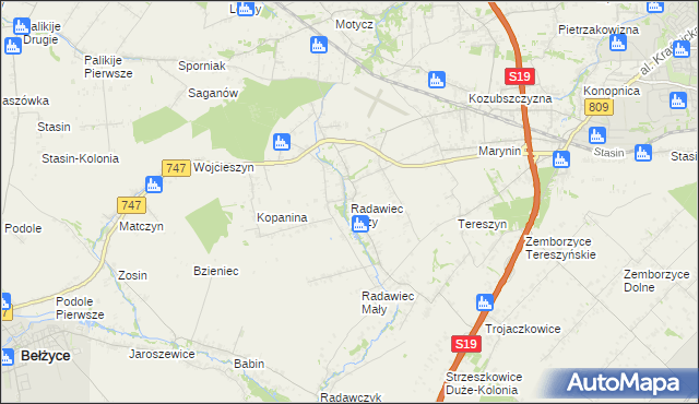 mapa Radawiec Duży, Radawiec Duży na mapie Targeo