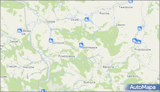 mapa Radomiłowice, Radomiłowice na mapie Targeo