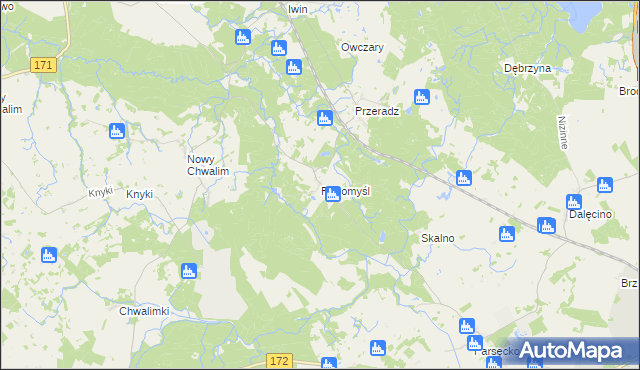 mapa Radomyśl gmina Grzmiąca, Radomyśl gmina Grzmiąca na mapie Targeo