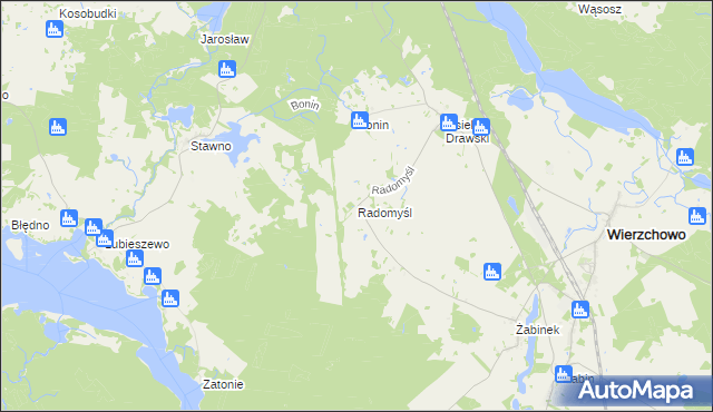 mapa Radomyśl gmina Wierzchowo, Radomyśl gmina Wierzchowo na mapie Targeo