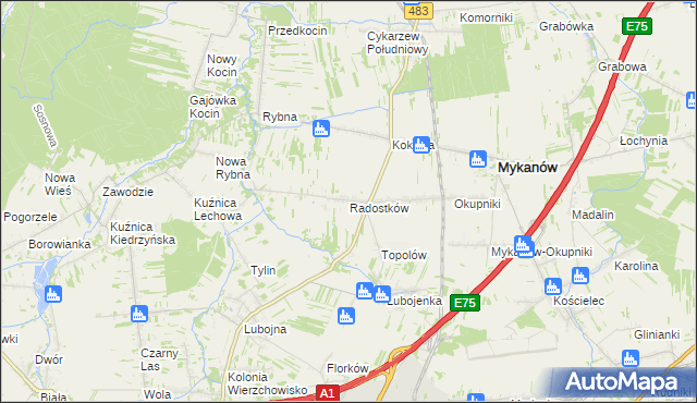 mapa Radostków, Radostków na mapie Targeo