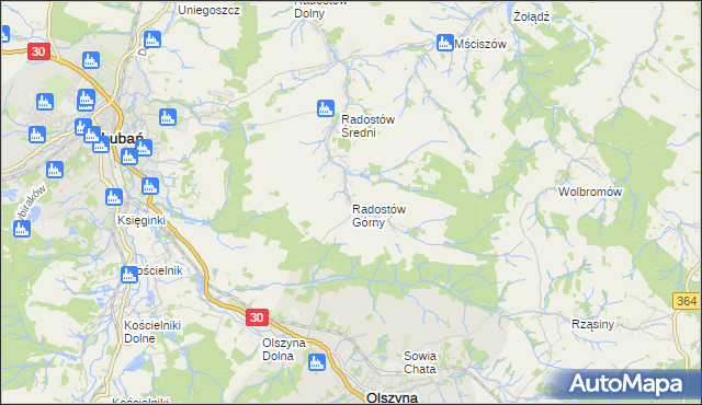 mapa Radostów Górny, Radostów Górny na mapie Targeo