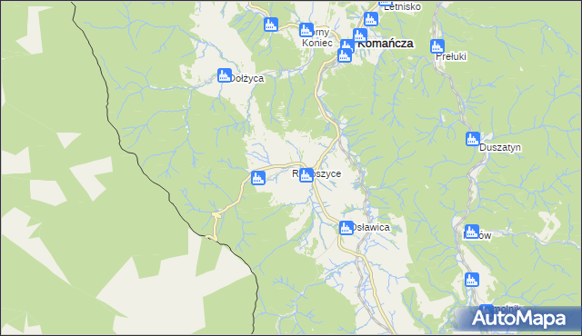 mapa Radoszyce gmina Komańcza, Radoszyce gmina Komańcza na mapie Targeo