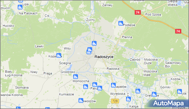 mapa Radoszyce powiat konecki, Radoszyce powiat konecki na mapie Targeo