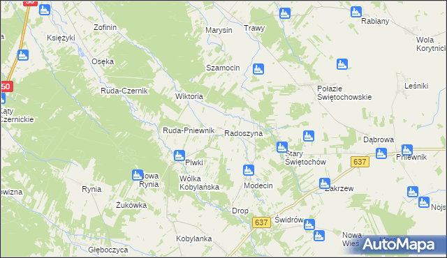 mapa Radoszyna, Radoszyna na mapie Targeo