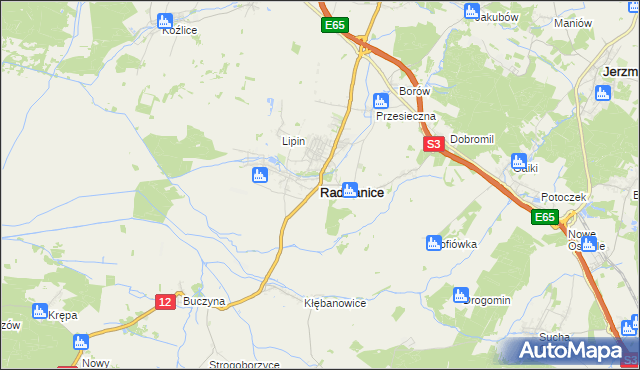 mapa Radwanice powiat polkowicki, Radwanice powiat polkowicki na mapie Targeo