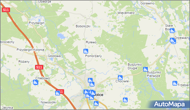 mapa Radwanki gmina Bobolice, Radwanki gmina Bobolice na mapie Targeo