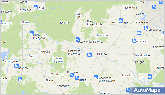 mapa Radwanów gmina Słupia Konecka, Radwanów gmina Słupia Konecka na mapie Targeo