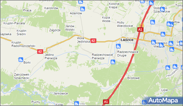 mapa Radziechowice Pierwsze, Radziechowice Pierwsze na mapie Targeo