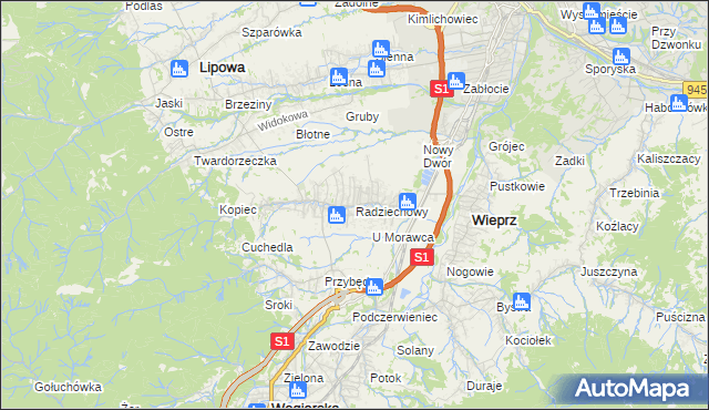 mapa Radziechowy, Radziechowy na mapie Targeo