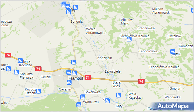 mapa Radzięcin, Radzięcin na mapie Targeo