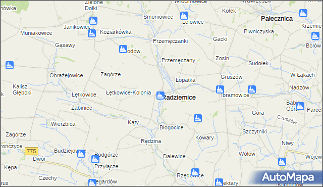 mapa Radziemice, Radziemice na mapie Targeo