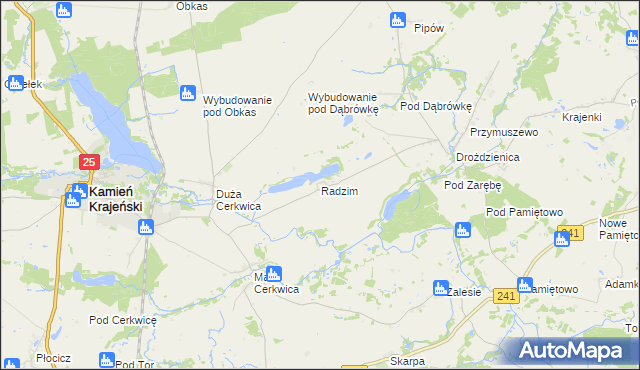 mapa Radzim gmina Kamień Krajeński, Radzim gmina Kamień Krajeński na mapie Targeo