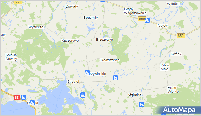 mapa Radziszewo gmina Pozezdrze, Radziszewo gmina Pozezdrze na mapie Targeo