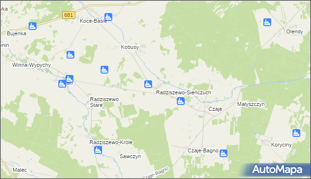 mapa Radziszewo-Sieńczuch, Radziszewo-Sieńczuch na mapie Targeo