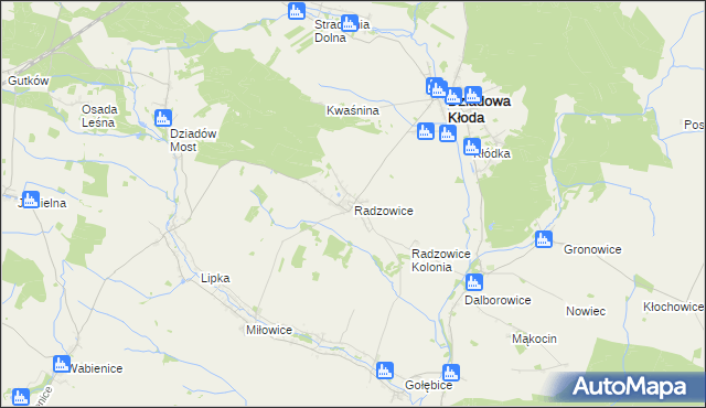 mapa Radzowice, Radzowice na mapie Targeo