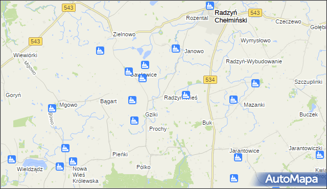 mapa Radzyń-Wieś, Radzyń-Wieś na mapie Targeo