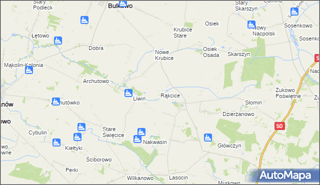 mapa Rąkcice, Rąkcice na mapie Targeo