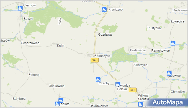 mapa Rakoszyce, Rakoszyce na mapie Targeo