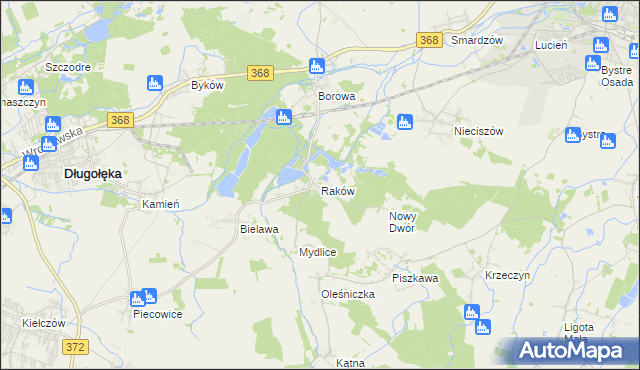 mapa Raków gmina Długołęka, Raków gmina Długołęka na mapie Targeo