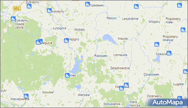 mapa Rakówek gmina Dubeninki, Rakówek gmina Dubeninki na mapie Targeo