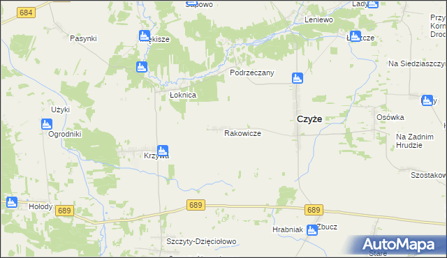 mapa Rakowicze gmina Czyże, Rakowicze gmina Czyże na mapie Targeo