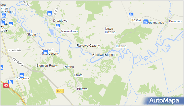 mapa Rakowo-Boginie, Rakowo-Boginie na mapie Targeo