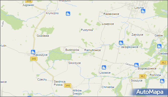 mapa Ramułtowice, Ramułtowice na mapie Targeo