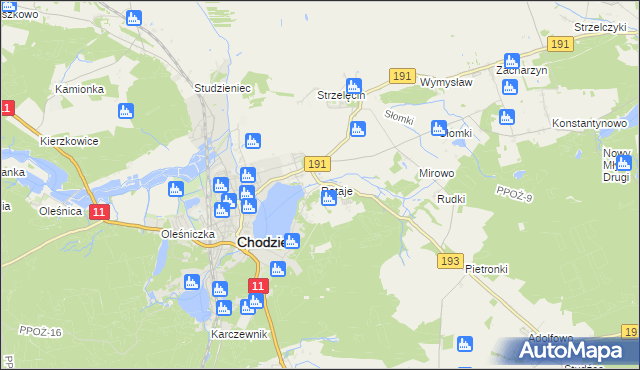 mapa Rataje gmina Chodzież, Rataje gmina Chodzież na mapie Targeo