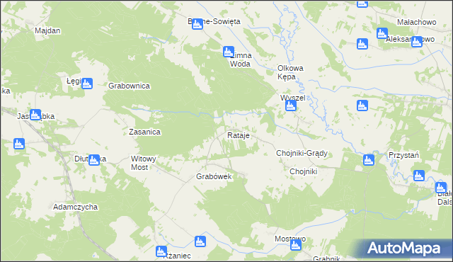 mapa Rataje gmina Olszewo-Borki, Rataje gmina Olszewo-Borki na mapie Targeo