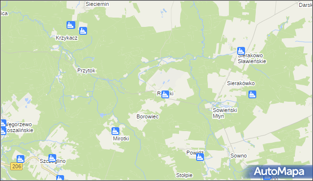 mapa Ratajki gmina Sianów, Ratajki gmina Sianów na mapie Targeo