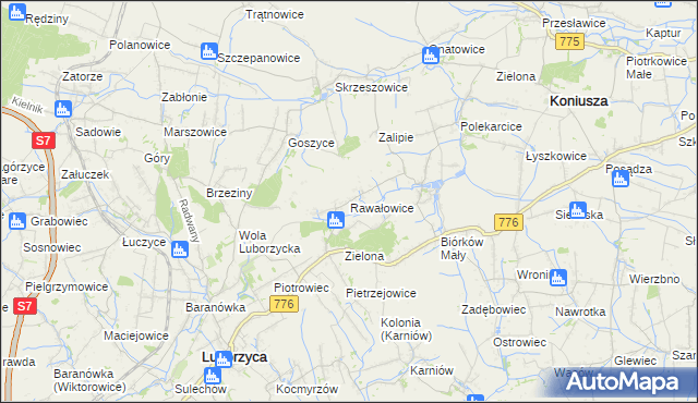 mapa Rawałowice, Rawałowice na mapie Targeo