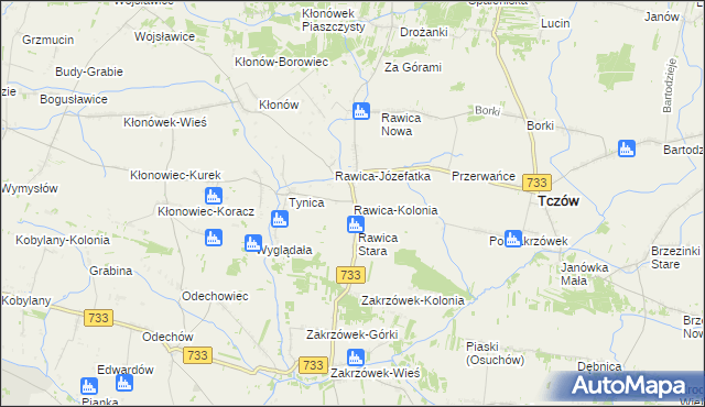 mapa Rawica-Kolonia, Rawica-Kolonia na mapie Targeo