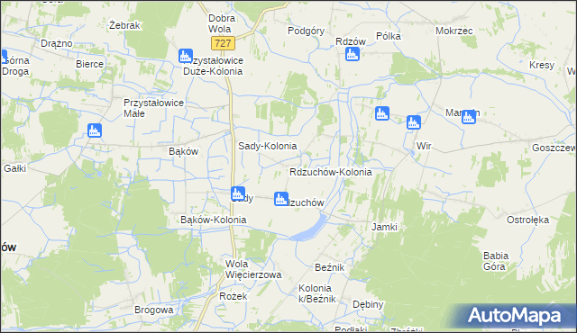 mapa Rdzuchów-Kolonia, Rdzuchów-Kolonia na mapie Targeo