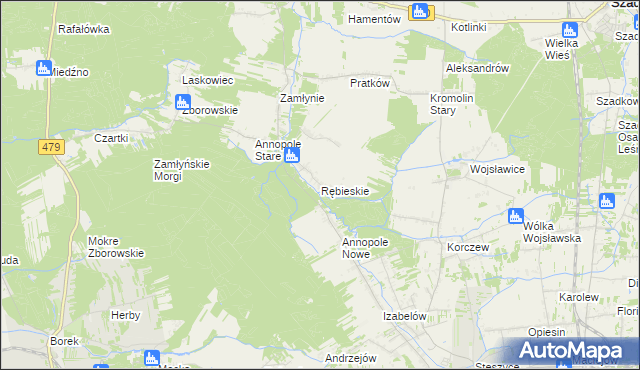 mapa Rębieskie, Rębieskie na mapie Targeo