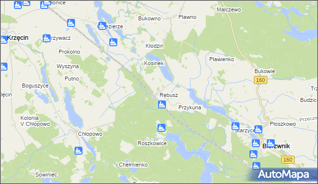 mapa Rębusz, Rębusz na mapie Targeo