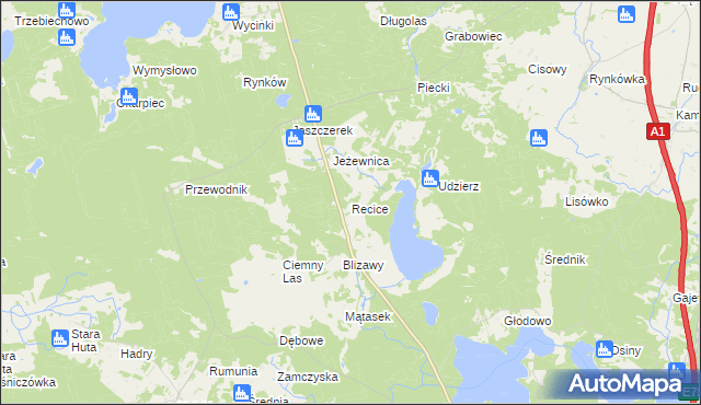 mapa Recice, Recice na mapie Targeo