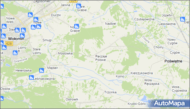 mapa Ręczaje Polskie, Ręczaje Polskie na mapie Targeo