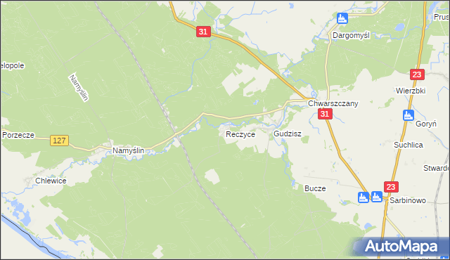 mapa Reczyce gmina Boleszkowice, Reczyce gmina Boleszkowice na mapie Targeo