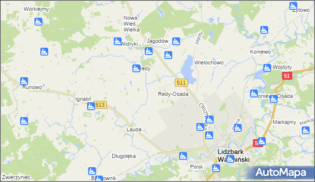 mapa Redy-Osada, Redy-Osada na mapie Targeo