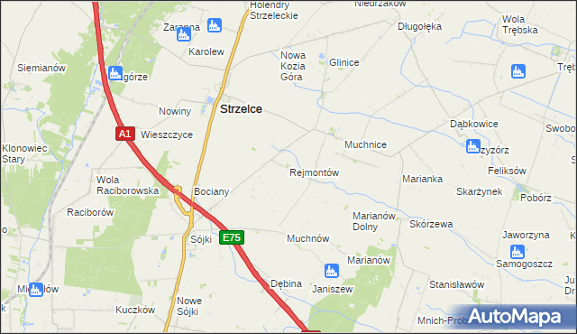 mapa Rejmontów, Rejmontów na mapie Targeo