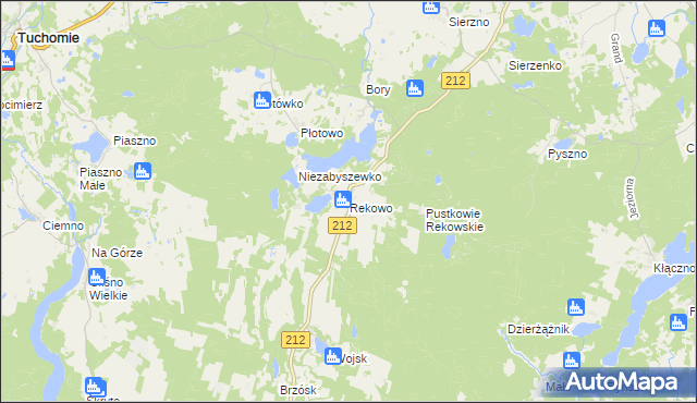 mapa Rekowo gmina Bytów, Rekowo gmina Bytów na mapie Targeo