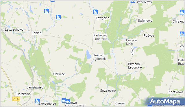 mapa Rekowo Lęborskie, Rekowo Lęborskie na mapie Targeo