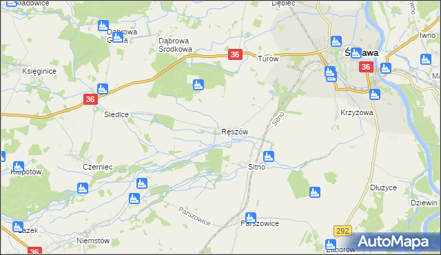 mapa Ręszów, Ręszów na mapie Targeo