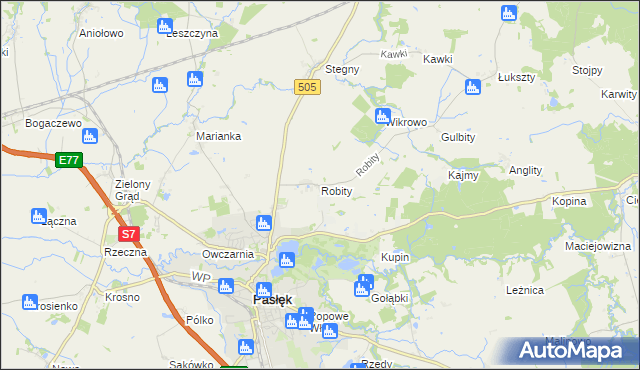 mapa Robity gmina Pasłęk, Robity gmina Pasłęk na mapie Targeo