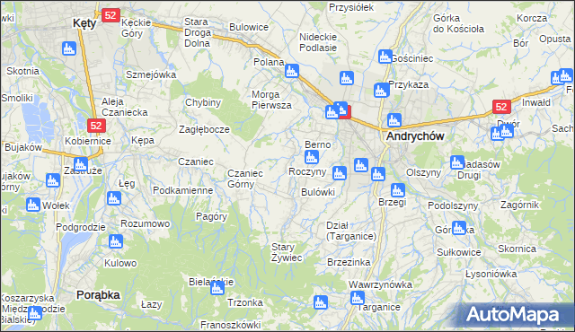 mapa Roczyny, Roczyny na mapie Targeo