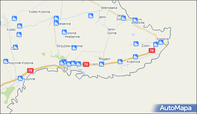 mapa Rogalin gmina Horodło, Rogalin gmina Horodło na mapie Targeo