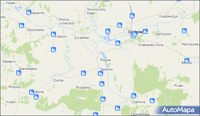 mapa Rogów gmina Grabowiec, Rogów gmina Grabowiec na mapie Targeo