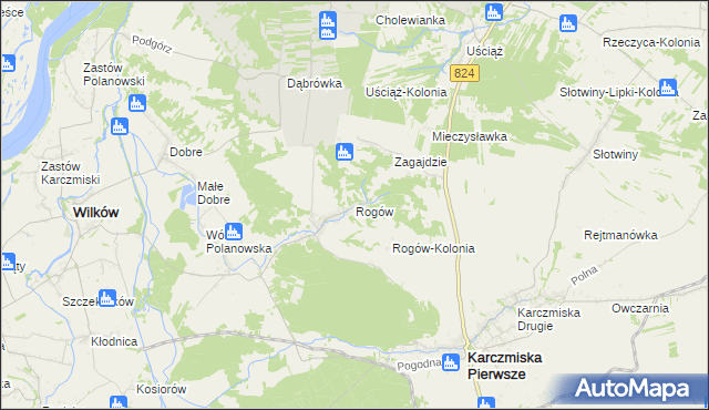 mapa Rogów gmina Wilków, Rogów gmina Wilków na mapie Targeo