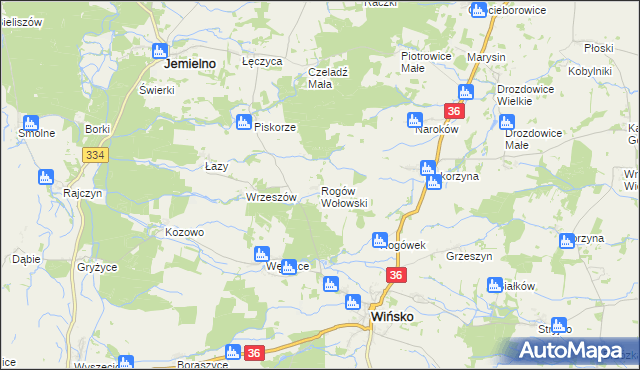 mapa Rogów Wołowski, Rogów Wołowski na mapie Targeo